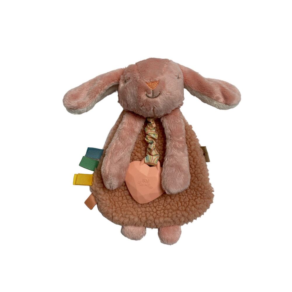 ITZY RITZY Pink Bunny Lovey Plush And Teether Toy Security Blanket Lovie